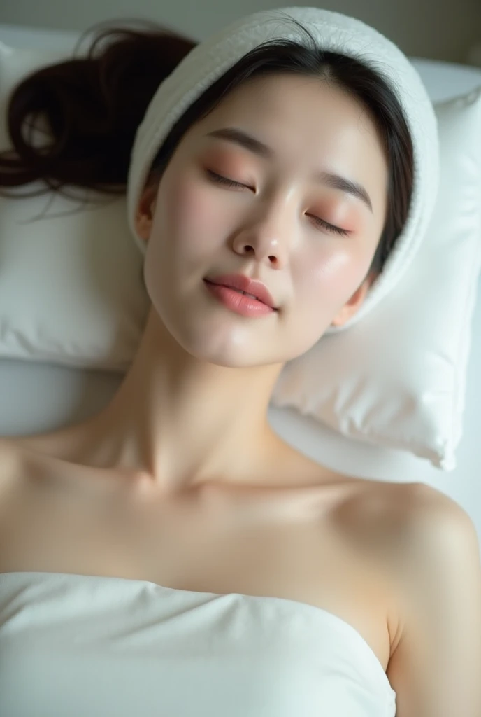 Create an Asian middle-aged beauty，Cute huge  and big ass，White high collar thin ice silk bathrobe，Scratching the scalp with both hands，Two hands washing hair on top of head，There is a lot of foam on the head，Foam wrap head，Realistic foam，The expression is happy，Upper Body，The characters are realistic and realistic，Pure white background，Character front position，9:16 frames，Ultra-high-definition picture quality
