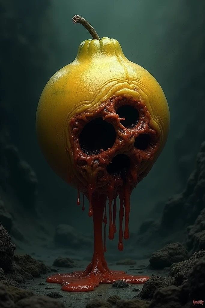 skull in shape of an anthill with flying ants around and magic lights