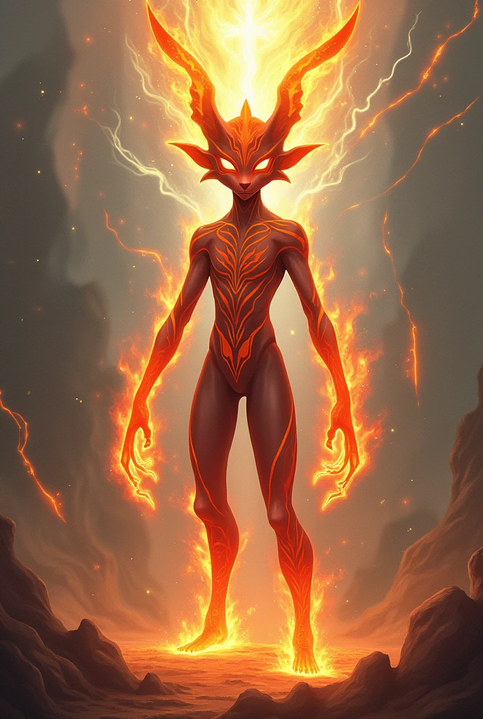 Make a non-humanoid lava red spirit with black ,.black eyes