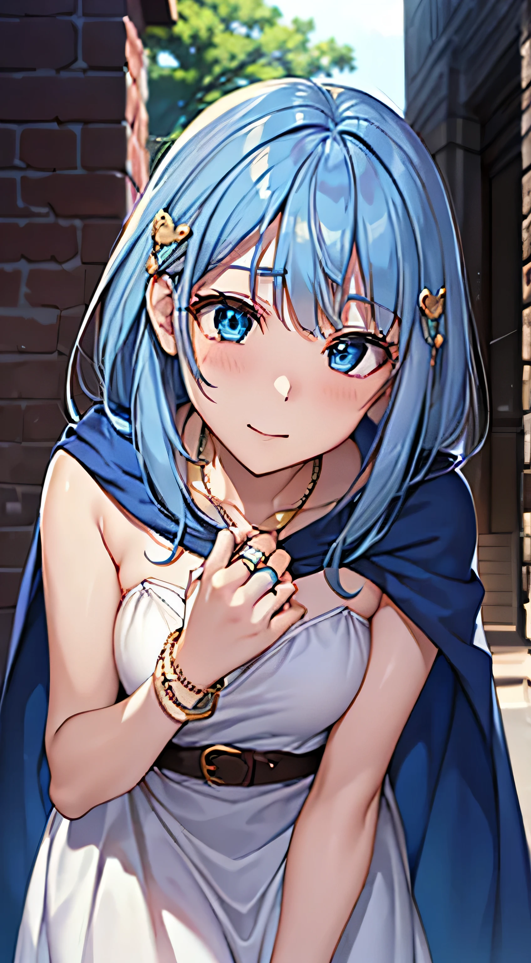 moody lighting, cute girl, (platinum blue hair), ((drill hair)), perfect face, smug smile, (glowing red eyes), (naked), (petite), (slender), (tiny breasts), (flat chest), ((18 years old)), skindentation, extreme detail, attractive oval face, pink lips, pink nipples, glossy skin, detailed hair, face focus, close-up chest, gold ornamental necklace, earrings, (1 girl),
