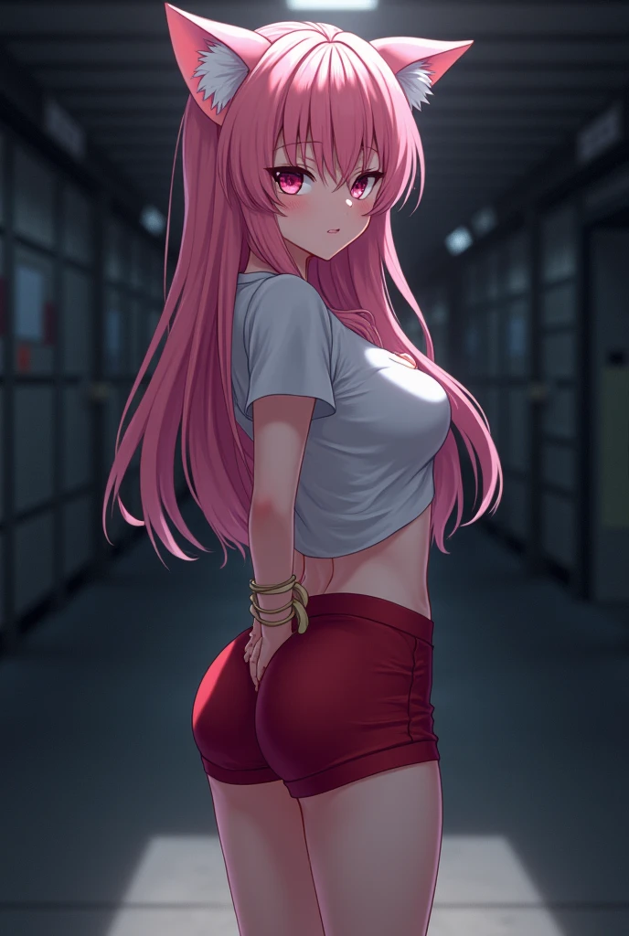 ((Zero Two Darling en el Franxx)), 8k, Obra maestra, La mejor calidad, fotorrealista, Ultra detallado, 1 girl, textura realista de la piel, senos grandes, (((Vemos su))), Mira hacia el espectador, , Camiseta suelta de medio corte,, Underboobs, debajo de los senos, Micro mini falda, , movie lighting, Enfoque facial, Ojos finos, Cara detallada, Cara bien iluminada, Rayos de sol, Bailar en un ambiente ciberpunk, Low-angle shot, Vista desde abajo