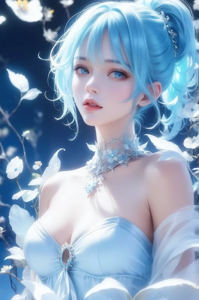 arafed asian woman with a blue dress and white bralet, trending on cgstation, 8k high quality detailed art, artwork in the style of guweiz, realistic anime 3 d style, 3 d anime realistic, photorealistic anime girl render, fanart best artstation, 4k highly detailed digital art, deviantart artstation cgscosiety
