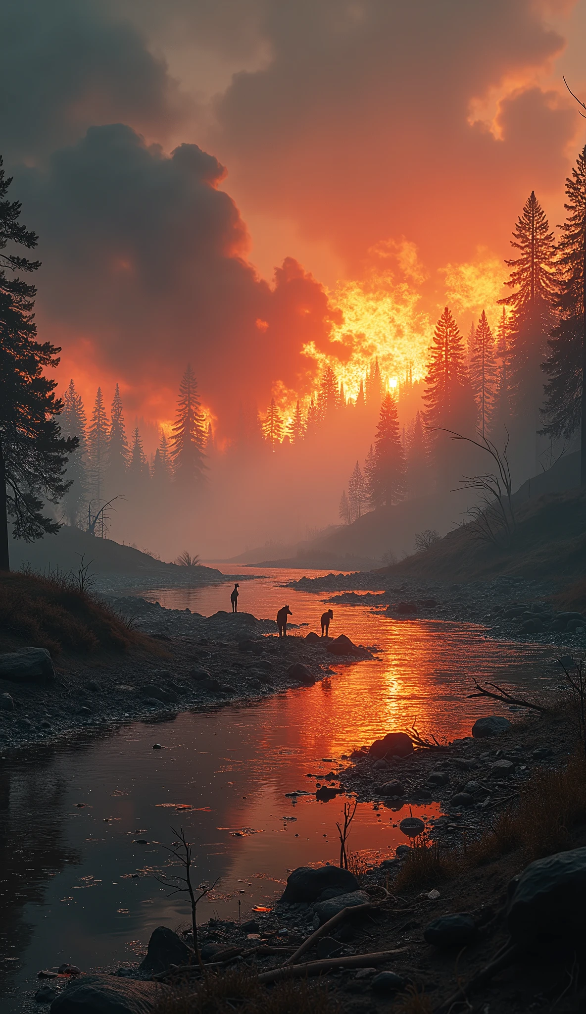 Two sexy women big breasts athletic body in high top jeanstenis shorts wearing backpack on back senary trapped in a dark cave with fire torch NAFW nudity fur coat and cap