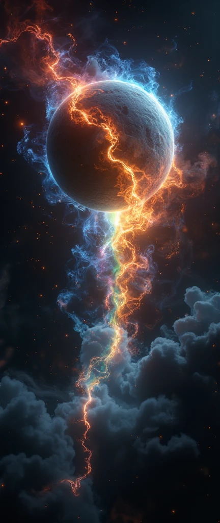 ((masterpiece, highest quality, Highest image quality, High resolution, photorealistic, Raw photo, Extremely detailed CG unified 8k wallpaper)), Two planets are attracted to each other in the jet-black space, a huge rainbow hangs between the two planets, a rainbow bridge connects the two planets, we see the scene from the window of the spacecraft, the dynamic mystery of the universe, seven-colored gas covers the two planets,