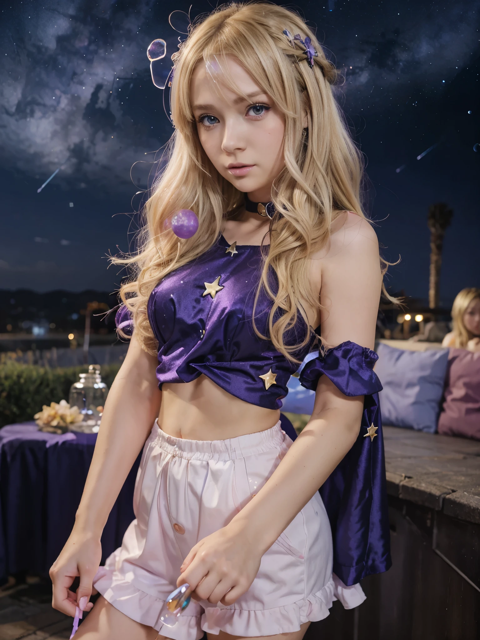 1girl, star mage, pink hair maria chiquinha, cosmic comets,