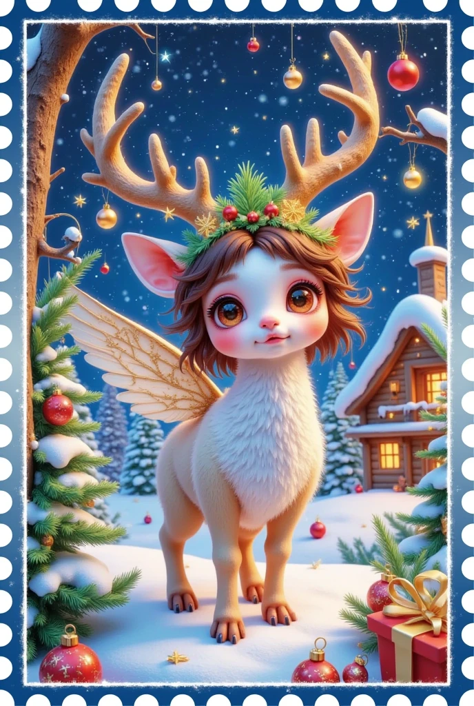 Christmas postcard，Elk fairy