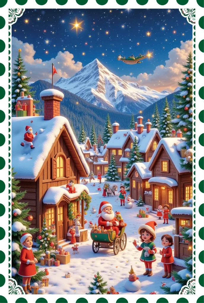 Christmas postcard，Happy town