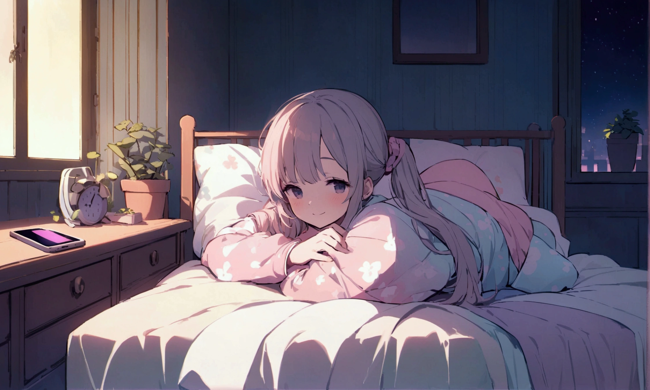 Anime girl lying on bed with phone in hand, a cute anime girl, anime visual of cute girl, little curve loli, (anime girl), cute kawaii girl, young anime girl, cute anime girl portrait, anime girl, anime lover, beautiful anime girl, cute anime style