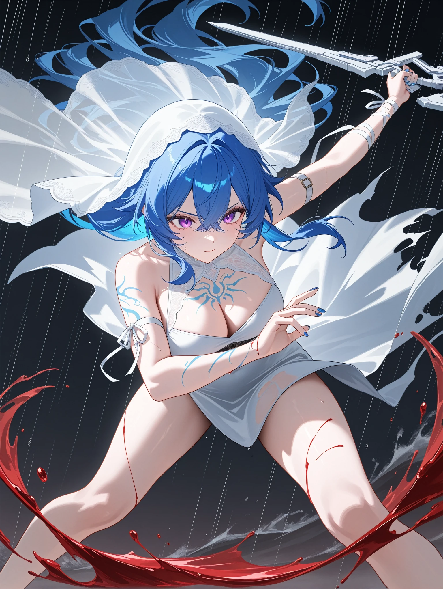Highest quality I have long hair Yakumo blue Red eyes Odd Eye naked Masturbation ejaculation