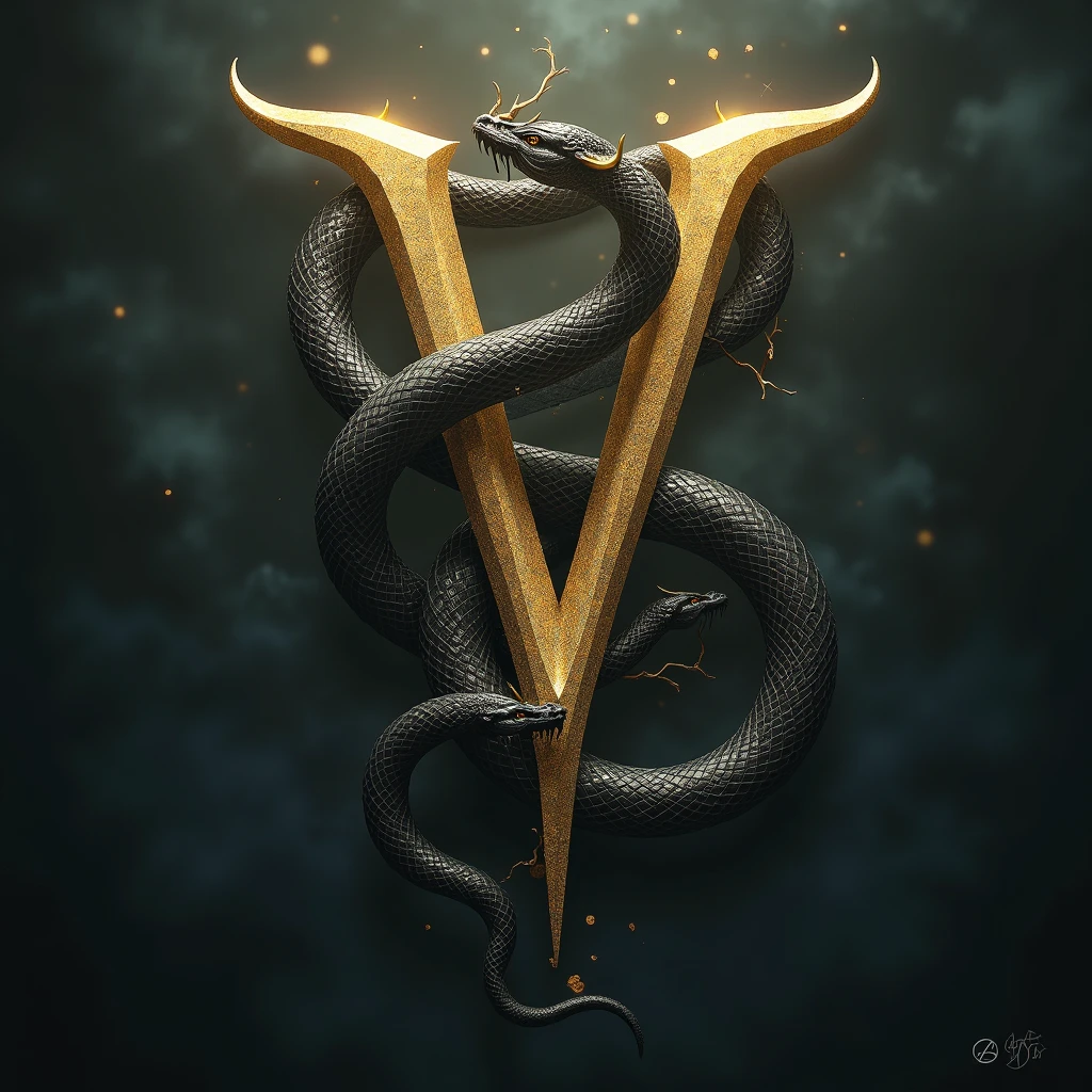 Letter V with snake 