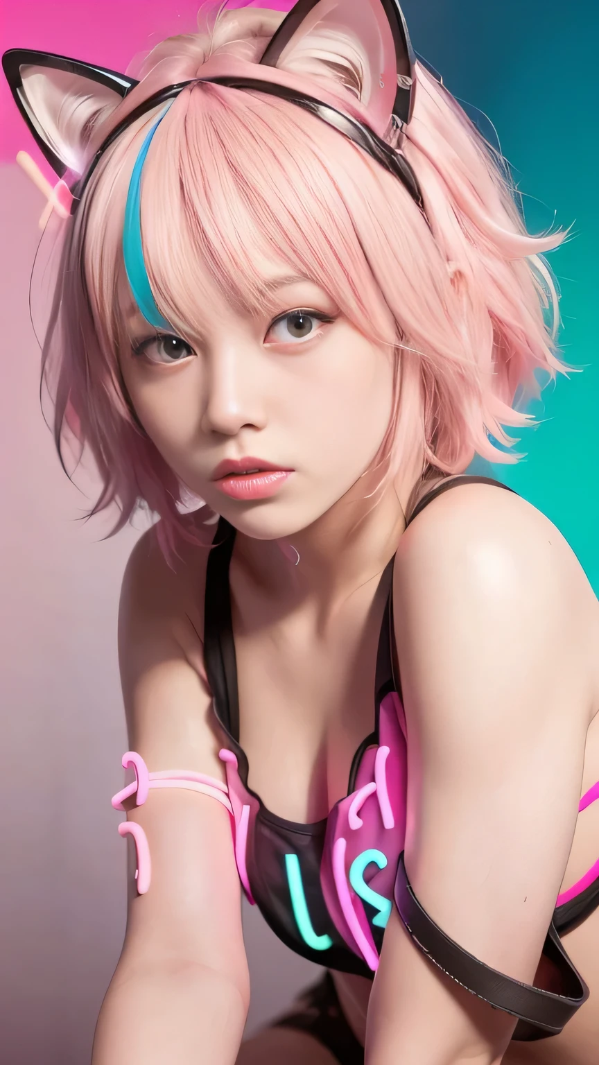 yae miko wearing trendy yellow sunglasses, yellow background, pink hair, purple eyes