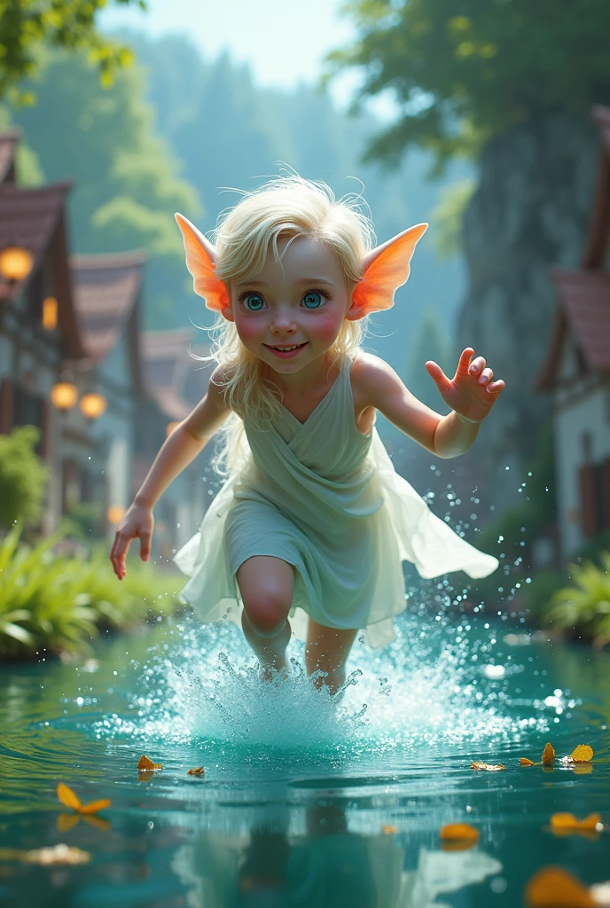 Complete and real image. Beautiful face of an elf, smiles with mischief and curiosity. Photorealism, full view, highly detailed image, very realistic, hyperrealism, Ultra HD, 8k, 5, sharp focus, intricate and mysterious masterpiece. (Long exposure photography Highly detailed close-up portrait art illustration: final quality, medium shot, backlit, Rich and eye-catching. Enigmatic and mysterious manipulations (composition of the rule of thirds), ((detailed environment with strong lines) The best quality, in camera, white light, warm and clean aesthetics, dazzling screen composed of millions of brilliant ultraviolet rays, HDR.