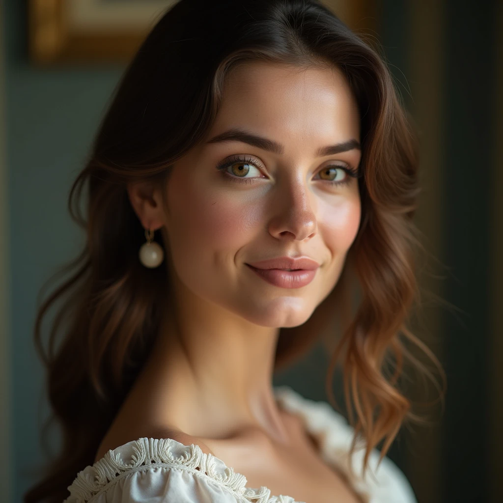 Bust shot, see-through blouse, 1 girl with a beautiful face, Ukrainian Beautiful Woman, (top quality, masterpiece, super high resolution, (Photoreal: 1.4), soft large breasts, luxurious interior, beautiful lighting), smile, seductive pose, short hair