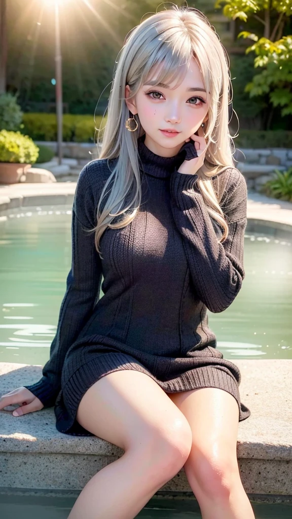 30717681 Only one woman, alone, blonde、radiant beautiful skin、big breasts、outstanding style, alley, Rib knit tops, highest quality, ultra high resolution , Angle of view above the knee