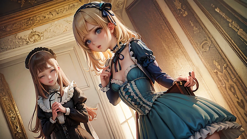 hair ornament, extreme details, twintails, masterpiece, genshin_impact,blue_eyes,blonde_hair,barbara \(genshin impact\)