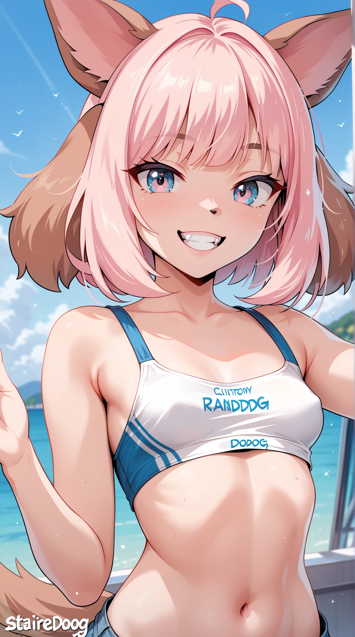 TACHIBANAKYOUKO, PINK HAIR, BOB CUT, SHORT HAIR, YELLOW EYES,　petite , empty eyes , large breasts, 独奏, nipple, ride a bicycle, , Heavy snowfall area　凍結 wet crying 山 独奏
