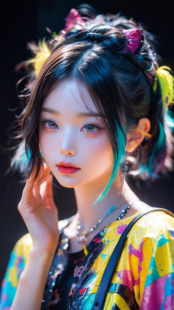 Generate text describing Arianna's paintings。Her work is full of passionate colors and unique shapes.、Grab the viewer's heart and keep them going.。Her work is like emotions and thoughts projected on a canvas.、Deeply impresses the viewer。In particular, please write in the image of her masterpiece.。