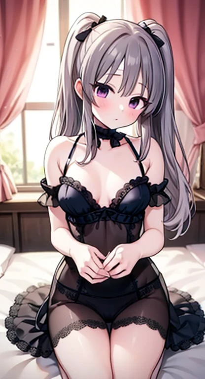  best quality,cute, pretty girl２people,２peopleの少女,Kanzaki Ranko,Kiriko Yuya, stare at each other, lingerie, bedroom,NSFW,