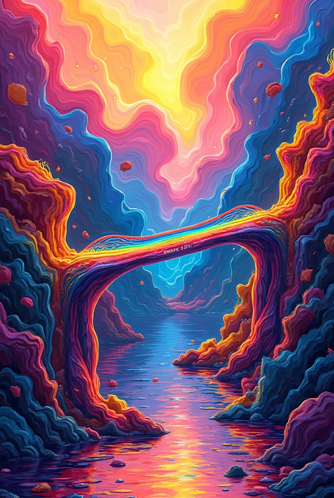 illustration, Abstract, colorful, Rainbow-colored bridge,