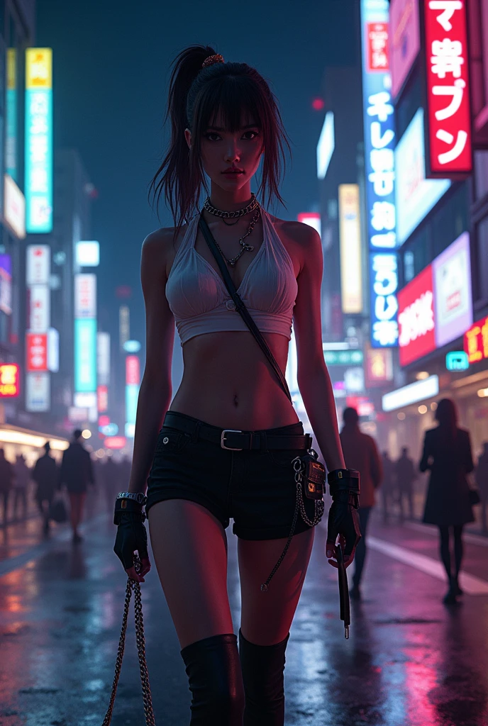 (Cinematic aesthetics:1.4) create a Grand Theft Auto V style image, Photo of a beautiful Argentinian girl city night