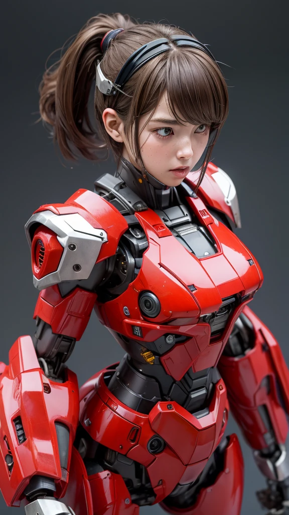 最    High Quality  非常に    Details,     Details,     High Quality  , 最    High Quality  ,     kampala, 1080P,    hard disk   , beautiful,(War Machine),(  Perfect Headgear  ),See the whole picture,beautifulサイボーグ女性,  redmecha cyborg girl holding a robot head with both hands,BATTLE MODE,Mecha Body Girl　  8k red body armor   　   two girls　Sweaty face　Droopy eyes　    short hair on the side of her uniform  　 　    boyish  　  steam is coming out of my head　   her hair is wet with sweat    　  brown hair,    has steam coming out of her mouth    　     no exposed skin under her face   　(bare hands)     back view 　(( Wet )) (I can't see any skin other than her face  )    embarrassed expression 　