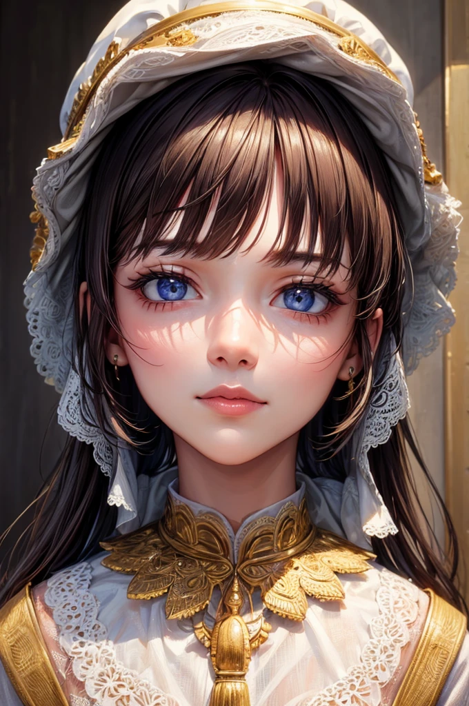 (melhor qualidade, 8k, master part: 1.3), Menina de cinco anos de olhos verde esmeralda,((Arte Infantil)) ((praying)),((Pose de frente)), dressed in the costume of a child bride with a lighted lamp by her side waiting for the groom, Motor Unreal 5, 8k portrait render, painting digital adorable,photorealistic anime girl rendering, Artgerm ; motor 3d unreal,