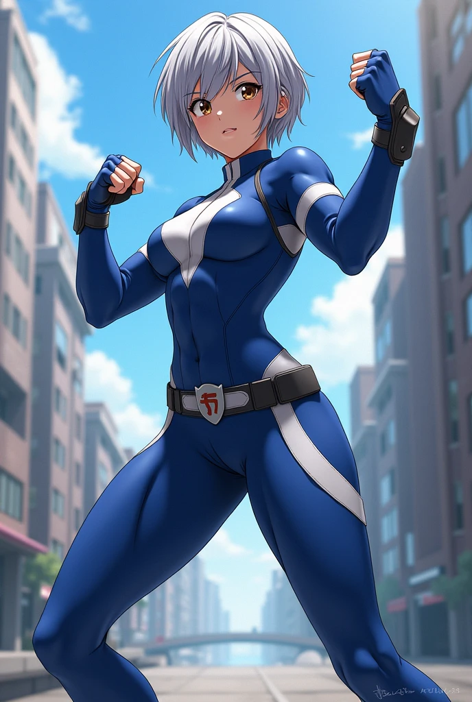 Masterpiece, Best Quality, Highly detailed, illustration, absurdres, street fighter, doll suit, shadaloo doll, agent aika, nazi saluting, military, military saluting, salute, 3girls, Team Squad, expressionless, blank eyes, looking at viewer, red gloves, emotionless, black latex, corrution, zofa suit, zofa soldier, mind control, female combatant, full body, hypnotized, standing, standing at attention, unhappy trance, full body suit, leotard, perfect female body, green delmo uniform, extremely glossy latex, Delmo Uniform, belt, hypnosis, hypnoLora, empty eyes, Mind control device, thighhighs, kneeling, poses, submissive_pose, tight navy blue thong leotard, full legs, tights, LISANNA STRAUSS, SHORT HAIR, BLUE EYES, HAIR BETWEEN EYES, WHITE HAIR