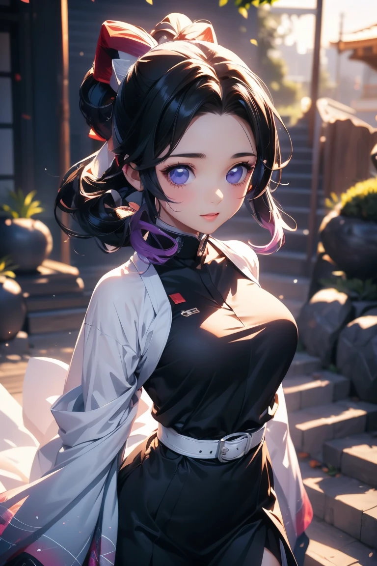  Yumi is a young girl with extraordinary beauty ,  She is considered the most beautiful of the sisters .,  Her beauty is thought to be unreal ., He has white skin 、Small nose。,  plump salmon pink lips ,  long, almond-shaped purple eyes ,   Are Curly Eye Lashes  ,  blue-green dark hair ,  very long and silky ,  and is very straight ,  she carefully combs them on one side 、Wearing loosely.,  She's very beautiful 、 It is said that she looks like an angel from her delicate face and round face., She has been a long time,  toned legs and rich  ..  Her clothes are tight ,  one-legged  ,  light blue with a blue gradient on the end , High neck and tight 、Short sleeves.,  she wears a traditional black kimono-style belt around her thin waist .,  wears dark black tight lycra underneath the dress ,  wears ninja boots with heels ,  dark blue listing Wearing a band and black fingerless gloves .  she is so beautiful Being a woman 、 which is always evident , but、 What stands out most about her is definitely her beautiful smile ..   (( style magical portrait )) + (()) (( stylish anime 3D Naruto version )) (( manga style naruto ))