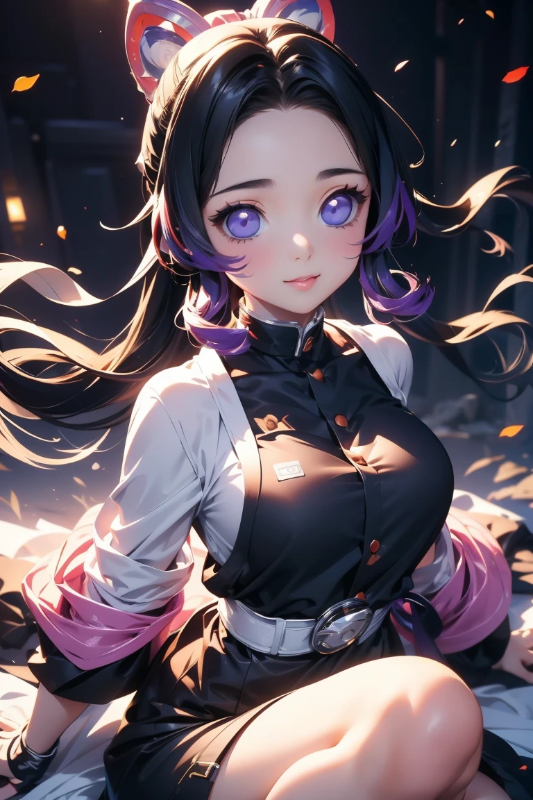  Yumi is a young girl with extraordinary beauty ,  She is considered the most beautiful of the sisters .,  Her beauty is thought to be unreal ., He has white skin 、Small nose。,  plump salmon pink lips ,  long, almond-shaped purple eyes ,   Are Curly Eye Lashes  ,  blue-green dark hair ,  very long and silky ,  and is very straight ,  she carefully combs them on one side 、Wearing loosely.,  She's very beautiful 、 It is said that she looks like an angel from her delicate face and round face., She has been a long time,  toned legs and rich  ..  Her clothes are tight ,  one-legged  ,  light blue with a blue gradient on the end , High neck and tight 、Short sleeves.,  she wears a traditional black kimono-style belt around her thin waist .,  wears dark black tight lycra underneath the dress ,  wears ninja boots with heels ,  dark blue listing Wearing a band and black fingerless gloves .  she is so beautiful Being a woman 、 which is always evident , but、 What stands out most about her is definitely her beautiful smile ..   (( style magical portrait )) + (()) (( stylish anime 3D Naruto version )) (( manga style naruto ))