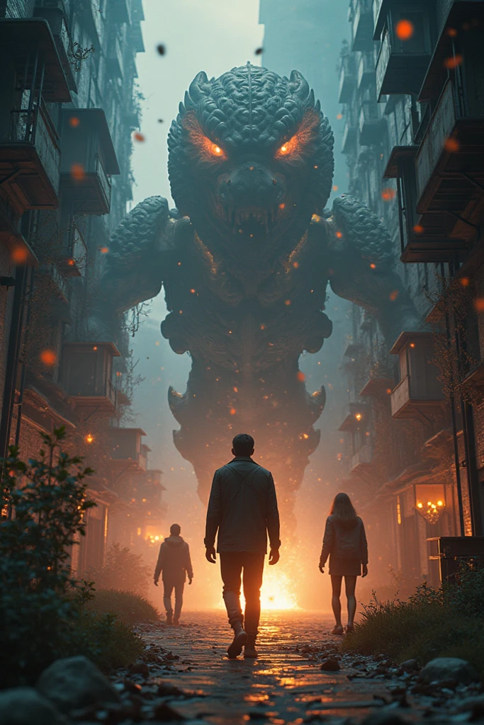 thought-provoking composition,a man standing on dock in front of angry giant robot creature glowing eyes in the water, fantasy artwork matte painting, calm water, cluttered complex background, dof , (thailand:0.5), [[[particles, flying]]], rusti,
([Brandon Woelfel][Nan Goldin] [Gregory Crewdson])