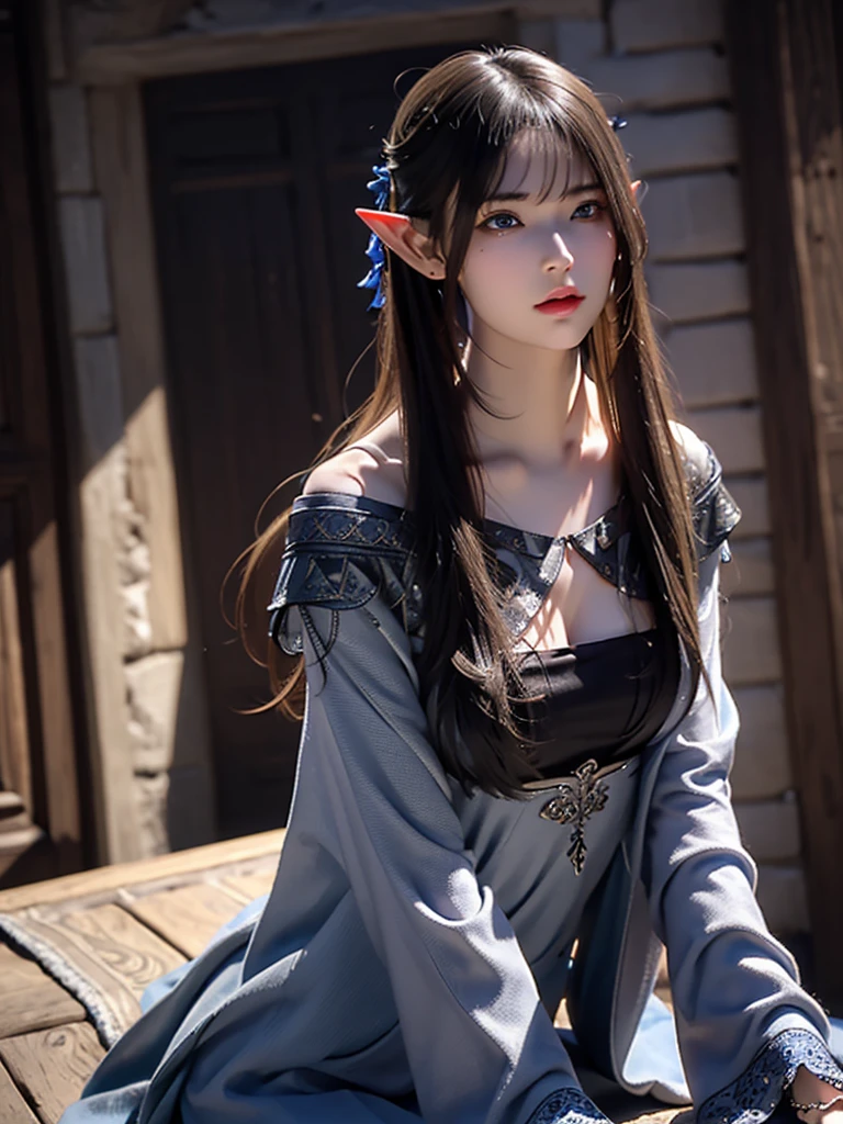 8K、非常にVery large breastsとDark Skinを持つダークエルフ、Super Beauty、美しいLong Blue Hair,beautiful dark skin、Elf Ears,Gorgeous blue and white metal chest armor、Model Chute Style、(Highly detailed CG Unity 8k wallpaper)、Full body photos of the most beautiful works of art in the world、Front 4 poses、Green Valley、Sexy blue and white very large chest armor。Blue and black skirt、Pearl Skin、diamond、Medieval architecture、CG Trends、 Intensive、Every detail、Sharp focus、dramatic, Photorealistic Painting by Midjourney and Greg Rutkowski、Sexy Costumes、Very large breasts、blue eyes、Beholder、Beautiful expression、Accentuate your cleavage、Beautiful decoration,Inside the cave,,Highly detailed photos, Ultra-high resolution, masterpiece, Highest quality, Perfect glowing black skin, Perfect lighting, Detailed lighting, dramatic Shadows, Ray Tracing, Looking at the audience, 美しくEvery detailこだわっ青い瞳, Sharp Face, Clear Eyes, Red lips, ((Dark Land of the Underworld)), Upper Body, masterpiece,Highest qualityのフォトリアリスティックなRAW写真。Bright colors,Rich colors, Backlight, Cinema Lighting, Film Grain, to be born, 50mm lens, Nikon D850,Detailed character art,Fantasy art,Ultra-high resolution,Ultra-Realistic Skin,Perfect hand shape,Wonderful landscape,compensate,Long Blue Hair,Dark Skin,ダークElf Ears,