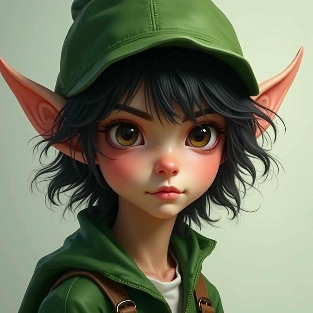 rogue , halfling, naughty man, 30years, brown dark eyes, medium hair quack, rosto de naughty man adulto, small, pointy ears, sem beard, clothes with navy blue color, very dark