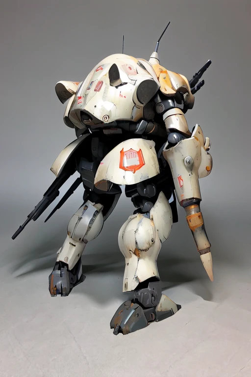 best quality,masterpiece,highly detailed,ultra-detailed,scarlet militaryrobot, mecha,battlerobot, science fiction, no humans, non-humanoid robot,military vehicle,missile pod, machinery, realistic, shoulder cannon, black skin, standing, cockpit windows