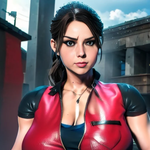 (   High-definition CG), (    best quality ), (   High-definition CG), (    best quality ), (  Claire Redfield), (Overall view) SWAT Clothing, beautiful and attractive young woman,    Stronger muscles  ,  Big Breasts , 