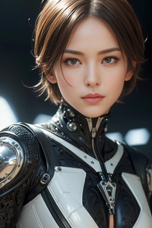 NSFW(((masterpiece))), (((Best Quality))), ((Ultra-detailed)), (extremely detailed photo), ((extremely delicate and beautiful)),(Cute delicate face), an image of cyberpunk, steampunk, sci-fi, cyberpunk fan art, cyberpunk hd wallpaper, cyberpunk art, cyberpunk pics, cyberpunk images, (tall girl, A 17 years old cool Asian girl),solo,short hair,looking at viewer, mecha musume,  armor ,(beautiful face and eye), double eyelid,delicate skin,slender body shape