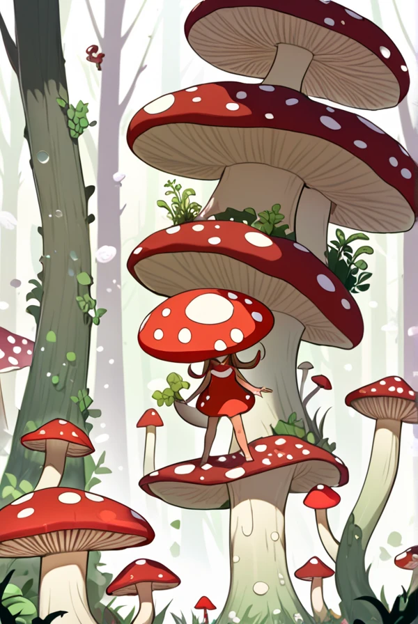 Mushroom, mushroom forest, mushroom man, monster, mushroom girl, spreading spores