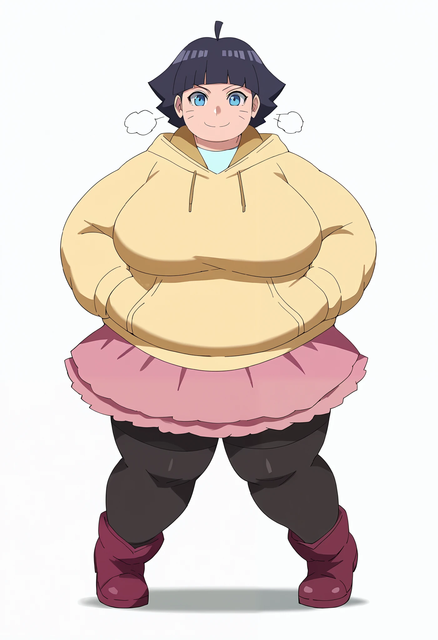 Black cat　Big eyes　Odd Eye　cute　character　A fat cat、Big belly、The hair is thick、anime