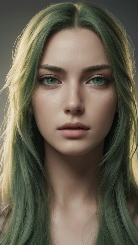 8K, Top Quality, Intricate Details, Ultra Detail, Ultra High Resolution, Masterpiece, close up shot, (full body: 1.1), Slender, Smile, (Makeup: 0.4), (Fluffy green Eyes: 1.21), (()), 1girl, solo, 1 girl, (((green hair, bangs, long hair, high ponytail)), close up shot, , ((tall)), (((fit body))), (((slim face))), sharp face, (( nude, naked)) (detailed face), sharp face, small lips, , , , walking pose, walk pose,
((, )), , ((,)), detailed face, detailed breast, , ((large breast, huge breast)), detail ass, Narrow Waist, Skinny, tall , 175 cm tall, Muscular, Navel, Exposed Abdomen, Pointed Chest,, Beautiful girl with accentuated slender abs: 1.4, Six Pack Abs: 1.4, Bust Botox, Big, Perfect Body, detail leg, (( dark background)), black background,