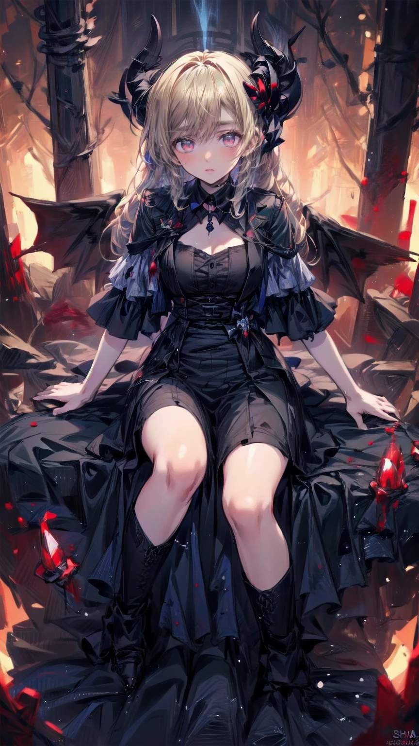 ,  perfect eyes, Soft light,  High Quality  , 4K resolution, masterpiece:  fine skin,  attention to detail , 最  High Quality  , Awards,  Multiple people having fun in extremely detailed  ,  High Quality  , devilの女王、Horned goat,  gothic dress, Living in the depths of hell, lava flow, Long Blue Hair,  bright blue eyes  , RED HIGH HEELS,  Navy Blue Dress  、Shadow Face　、  reduces the volume of the head 、Staring at the Audience with an Expression of Fear 、beautiful girl、とてもcute天使、  Pink Gothic Fashion  、cute、baby face、smile、  long skirt、  black long boots 、.(最  High Quality  ,4K, there is nothing,masterpiece:1.2),  Multiple people having fun in extremely detailed  ,Realistic:1.37, Spooky altar background ,Dark fantasy, Red Scheme  ,ominous atmosphere,Eye-catching,story,anatomy,Anime Style,  concept art ,beautiful  attention to detail 顔と (((red eyes ))),A terrifying ritual ,devilの儀式,Premature death,Inappropriate behavior,クレイジーなsmile,Scythe Face,Girl Monster, beautiful,  delicate facial features,  sharp eye,  sharp fangs, pale Skin, Dark Background, movie lighting,  dramatic shadows , gothic,  Gloomy Atmosphere , Dark fantasy, 1 person&#39;S,  please open your mouth wide , A cute innocent girl opening her mouth and peeling her fangs  , Sharp teeth like a beast , Wide lips, Very big mouth,  red cheeks  , ,( Blood Splatter :1.4),Scary smile, smile,  angel design  , TwiSted smile、Bloody、Head bleeding,,,,,、 Blood Splatter 、,( Blood Splatter :1.4), skull bones,devil&#39;gun,Horror Style, ((  Fantasy Sweet Tuffle Ruffle Pink Outfit)), (( Flowing blonde hair )), ,( Blood Splatter :1.4),Female Curves,  sexy flat stomach  ,  perfect hand to get close to a mirror ,  Flawless Anime Character Faces  , (Pink Tata Dress)),  standing , ((邪悪なsmile)), ,( Blood Splatter :1.4), Steam circulation, Moonlight Illumination, night lighting, ( Blood Splatter :1.6),アニメ  angel design  , TwiSted smile、Bloody、Head bleeding,,,,,、 Blood Splatter 、,( Blood Splatter :1.4),  skull bones,Gothic architecture、Western architecture、ファンタジーのworld、,Victorian city, Skeleton Gas Light,  absurd, there is nothing、 ((  table top naked underneath the jacket)), ((最  High Quality  )), (  Multiple people having fun in extremely detailed  な), ((  Multiple people having fun in extremely detailed  )), (beautiful), ((cute)), (NFSW:1.8), 1 personで,(:1.6)、(world&#39;最も恐ろしく不気味なdevilの少女:1.5)beautiful face、  lesbian with full body  、pale, beautiful肌、beautiful金の髪、smile gently、Dark building ruins、( snow white&#39; ruffle dress:1.3)、( dark ruins stained with blood :1.3)、  low angle full body shot  、(少女は血の池の中に  standing :1.5)、(The ground :1.3)、( Lost a lot of blood .....:1.3)、(クレイジーなsmile:1.6)、Spirit、(Blood dripping from the mouth :1.3)、
