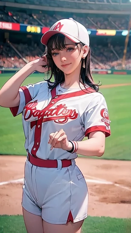 紫色の野球のユニフォームを着たとても Beautiful Women,Hitting at Tokyo Dome Stadium 、 Standing at bat and holding a bat 、( Very Beautiful Face Details ), ( best quality:1.4), 8k resolution,  high definition , 1 Female,  Beautiful Women, The ultimate beauty,   super beautiful detail face ,  , Exquisitely Detailed Beautiful Eyes , OFFICIAL PORTRAIT ,   fine skin texture, Apply gloss to your lips,  open lips, Japanese,  baseball uniform at the baseball field, Baseball cap,,  Big Breasts ,  thin waist,  big butt , , throw, Play baseball, dynamic,  motion blur, Baseball Stadium,  sweaty, sweat splashing,