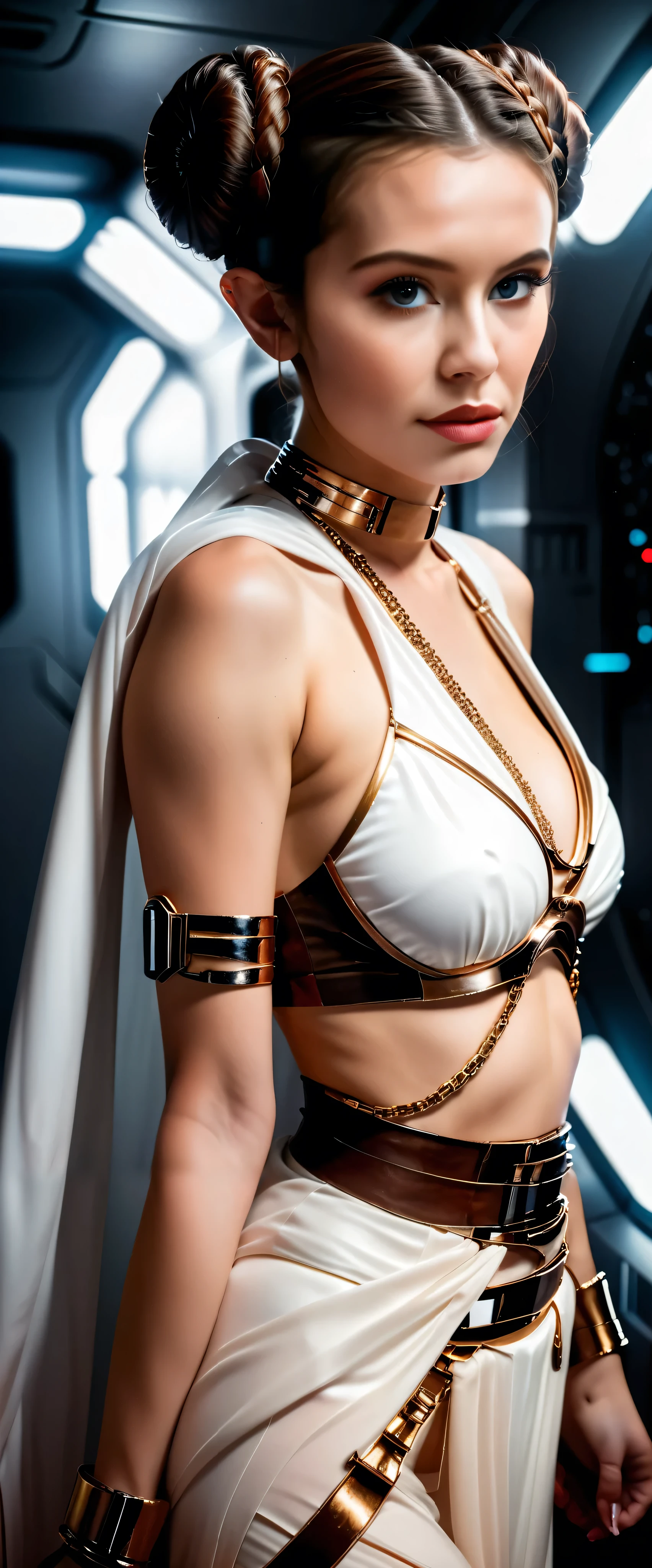 (1girl,(princess leia,star wars),(alien_harem),(hair buns),(slave_outfit),detailed face,beautiful detailed eyes,beautiful detailed lips,extremely detailed eyes and face,long eyelashes,realistic,photorealistic,photo-realistic:1.37,best quality,4k,8k,32k,highres,masterpiece:1.2,ultra-detailed,vibrant colors,dramatic lighting,cinematic)