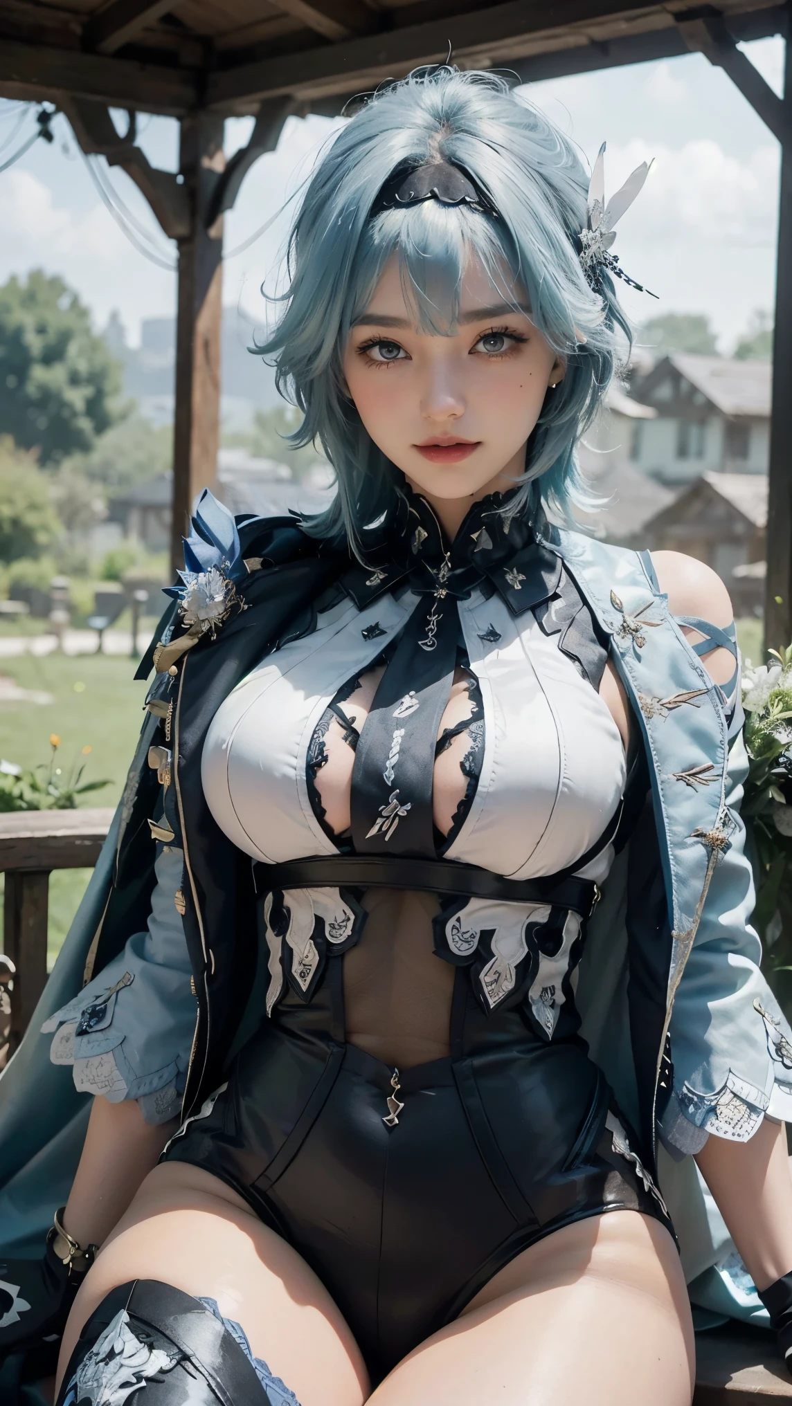 (photorealistic:1.8, highest quality:1.8,8K masterpiece:1.8,High resolution,muste piece:1.8),cat girl,bondage fashion,(Black latex,Cat ear,super mini skirt,choker),blue eyes,beautiful and detailed blue eyes:1.7,double eyelid:1.6,beautiful skin:1.8, (looking at the camera:1.2),(Photo seen from below:1.3),( short Hair:1.2,Beautiful shining blue lime hair:1.5), expression(Impish Smile:1.3,face turns red:1.3),(Moderate chest:1.3),Pause(spread your legs,Seductive pose:1.5),(slender, abs:1.2), (see-through nipples:1.5),background(ruins),(detailed perfect face),anatomically correct,normal hands:1.5,normal finger:1:5,normal feet:1.5,(cameltoe),No deformation,No arm loss,No extra arms,No mutated hands,No extra legs,no bad moves,No hand deformity,No missing limbs,No floating limbs,No limb amputation,No extra fingers,no bad fingers,liquid fingerless,bad fingerless,No missing fingers,No extra fingers,less fingers