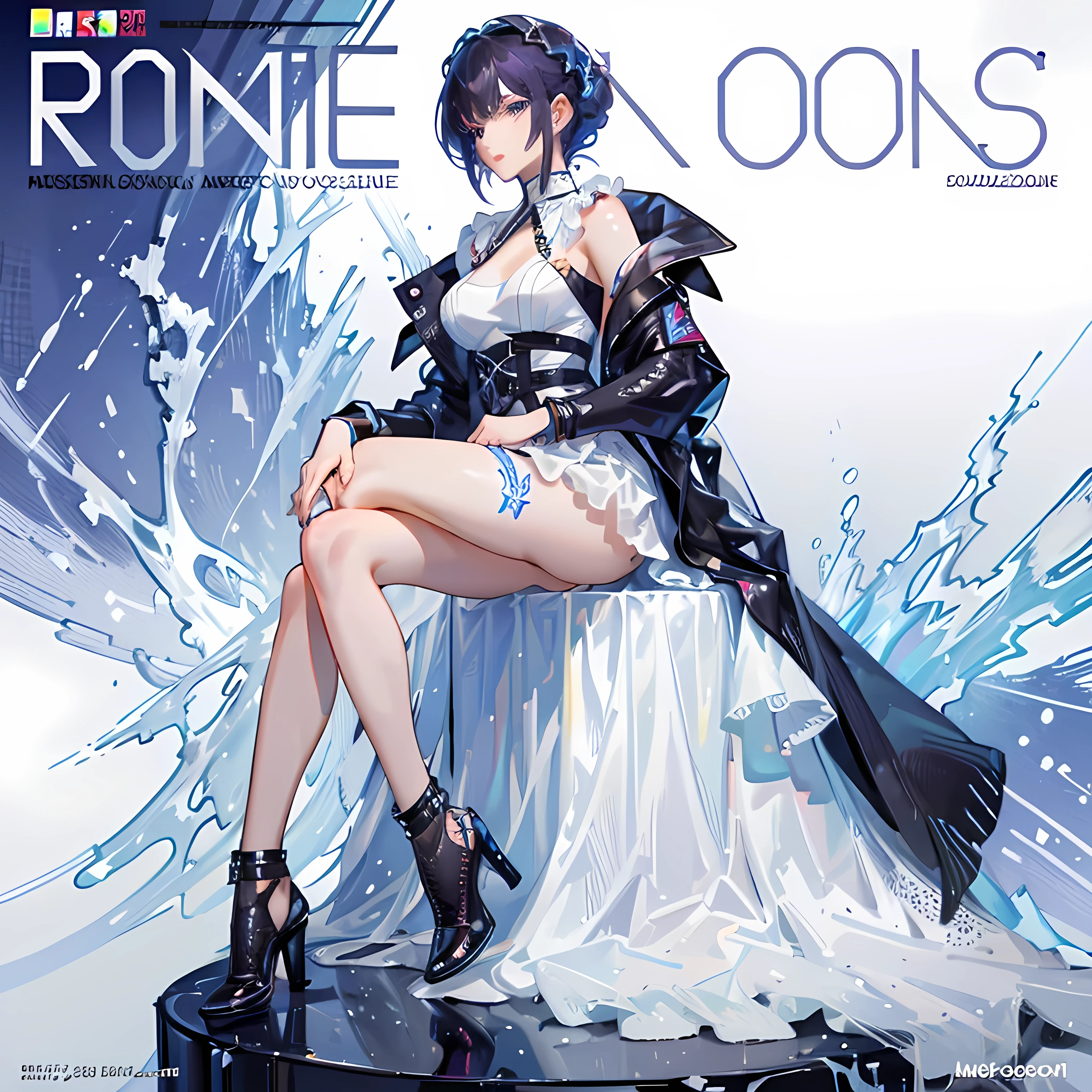 there is a woman in a blue dress and boots posing for a picture, nico robin, tifa, glamorous tifa lockheart, tifa lockhart, seductive tifa lockhart portrait, tifa lockheart, style mix of æon flux, style is a blend of æon flux, rei hino as a princess, tifa lockhart portrait, tifa lockhart with white hair