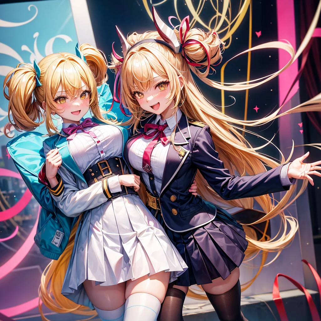 magician human、1 girl,いたずらなsmile, (Rainbow Hair:1.4),((Long twin tails,Ribbon 1.4)),(Blue butterfly hair accessory 1.3)、Futuristic magic square on night background with bright lights and bright moonlight、(Tabletop:1.3), (8k, realistic magic square(1.8),(8k, Photorealistic, RAW Photos, Highest quality: 1.4), Beautiful Face, (Realistic Face), Beautiful and beautiful eyes, (Realistic Skin), charm, Intricate details,Golden Ratio,,Dynamic pose,Dynamic Angle,Intricate details, Surreal、Face only、Laughter、smile、Face Enhancement
