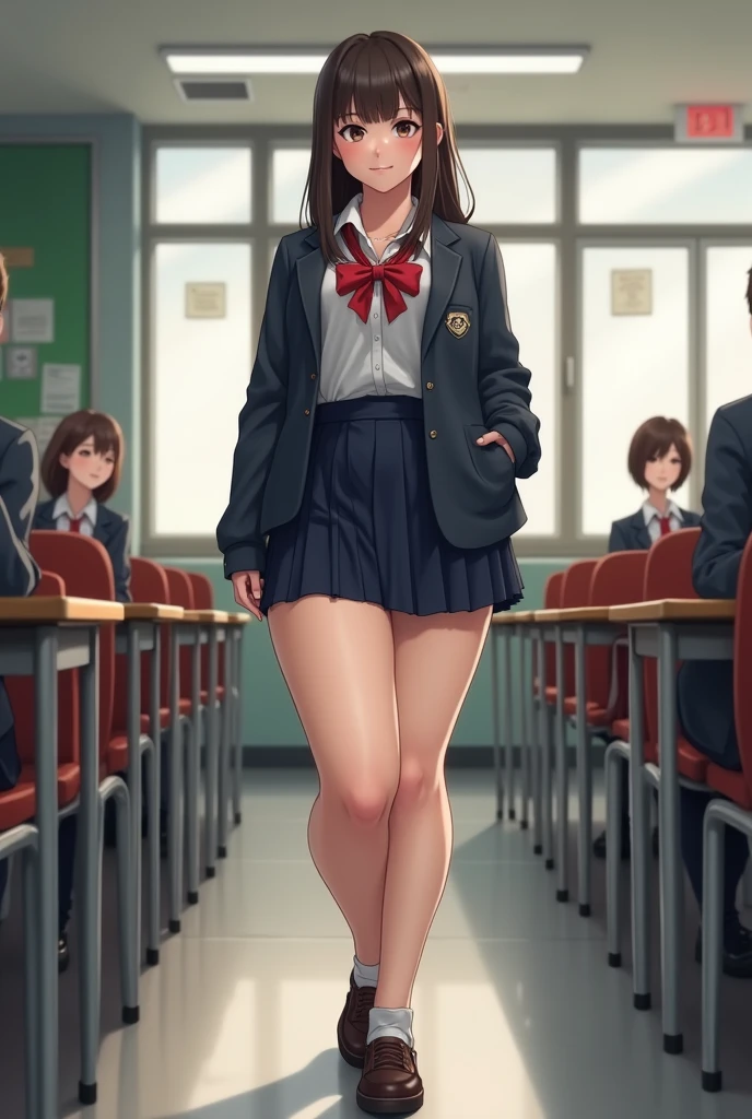 Female teacher peeing、Female teachers and students gather in the gymnasium for a school-wide assembly.、Female teacher wears a black jacket、Female teacher wears a black miniskirt、Image looking up at a female teacher from below、Image of a female teacher surrounded by students、Female teacher&#39;s white panties are wet with urine、Female teacher has a perfect body line、Female teacher has big、The female teacher pees while standing with her legs spread apart.、Female teacher has straight black hair、The female teacher is wearing black high heels.、Heavy pee、The female teacher has teary eyes and looks embarrassed, but she can&#39;t stop peeing.、All the students looked at me with pity.、HD image quality