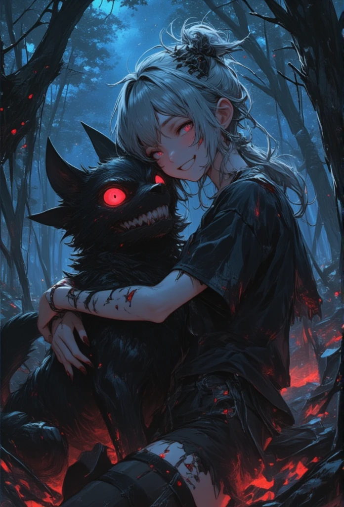 Anime human wolf woman, Hanging an extremely white cat girl in pajamas