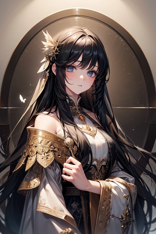((focus on the face)), ((Symmetrical facial features)), Eyes with detailed description, Beautiful woman, Outstanding style, Beautiful arms, Beautiful Hands, (slender), Detailed depiction of faces, Small earrings, necklace, smile, colour ink art, Line art, colour pencil writing, magazine cover, illustration, anime style, drop shadow, projected inset, 8K, Masterpiece, anatomically correct, award winning, highres