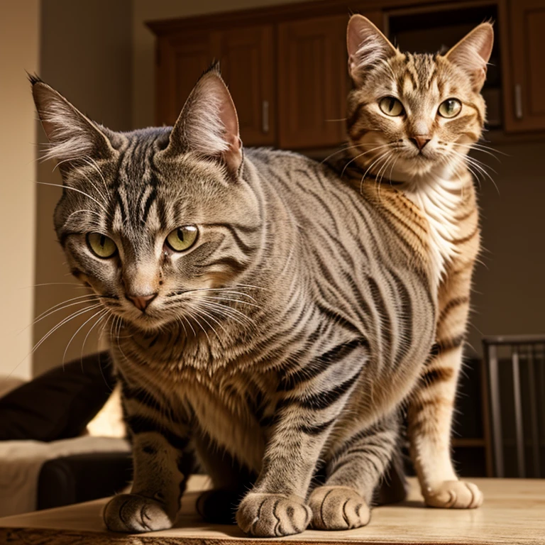 Cat sitting on a table, scratching behind ear 