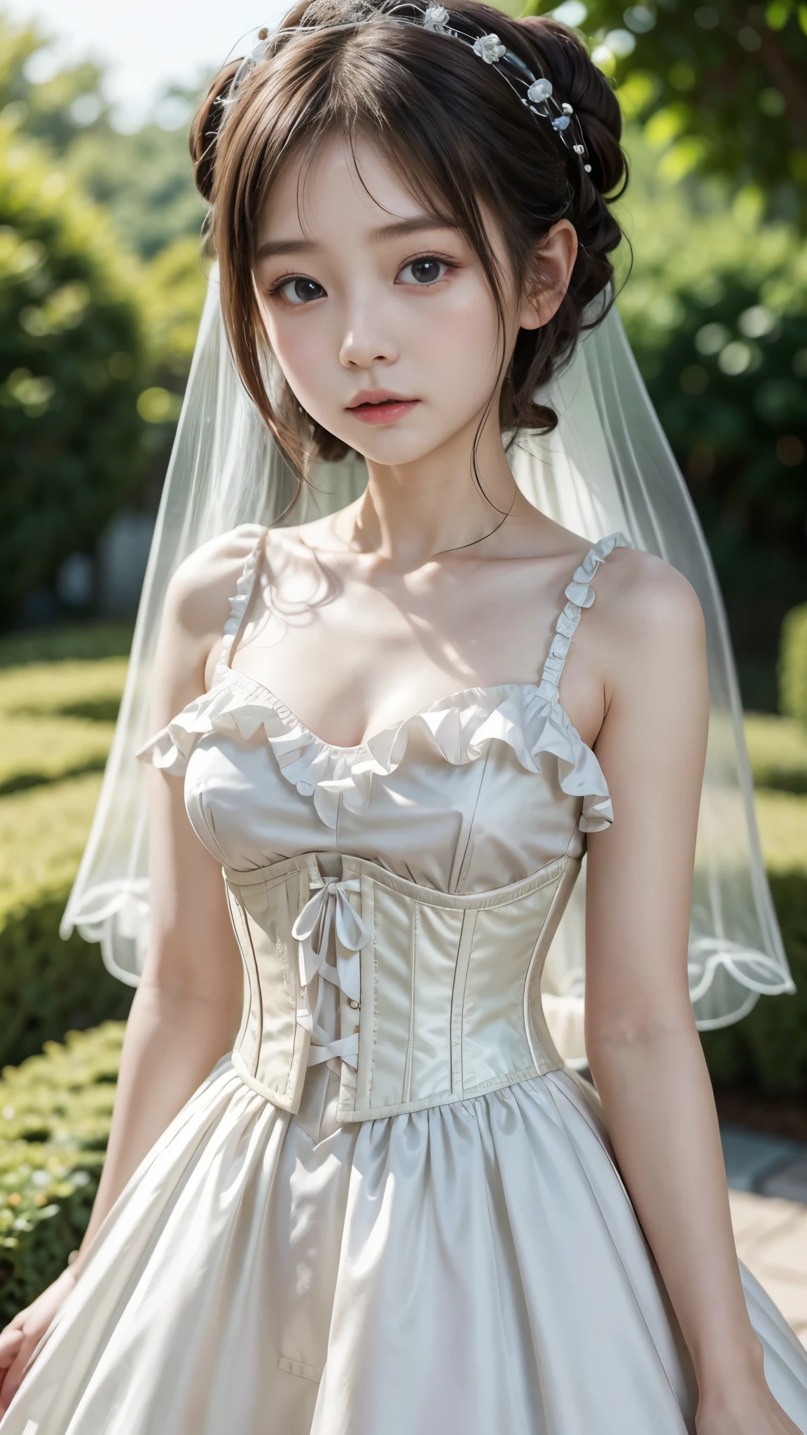8k.Top im age quality、Age 12、Japanese cute female idol、,Ruffled Costume, On,  Pale Milky White Porcelain Skin, Pale skin, Shashi, 2263539546],  elegant corset , Fairy Core, shikamimi, Loli Dress, Dreamy and dreamy, Dreamy、Fantastic,  Adorable Fatigued Princess 