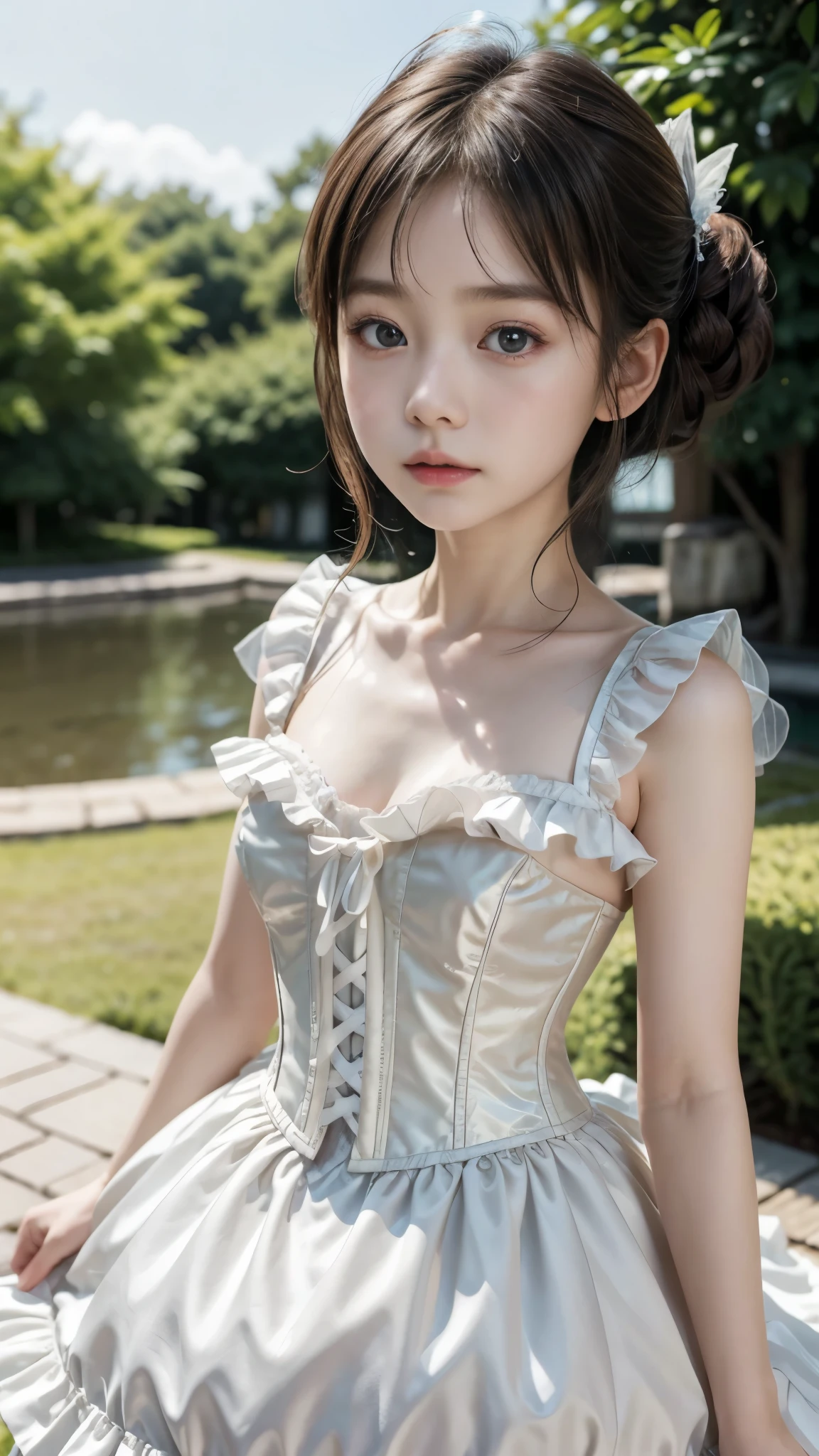 8k.Top im age quality、Age 12、Japanese cute female idol、,Ruffled Costume, On,  Pale Milky White Porcelain Skin, Pale skin, Shashi, 2263539546],  elegant corset , Fairy Core, shikamimi, Loli Dress, Dreamy and dreamy, Dreamy、Fantastic,  Adorable Fatigued Princess 